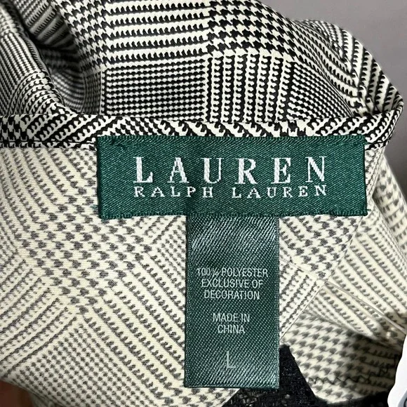 SOLD❌❌❌Lauren Ralph Lauren Houndstooth Satin 2 Pc Short Pajama Set Sz-Large - Picture 10 of 11